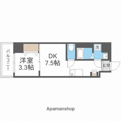 アーバンパーク弁天町(1DK/8階)の間取り写真