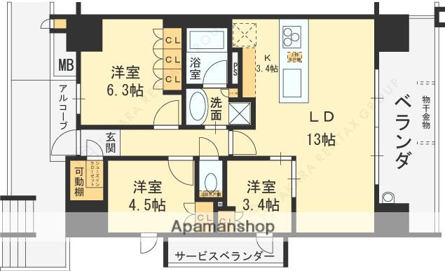 シエリア梅田豊崎(3LDK/16階)の間取り写真