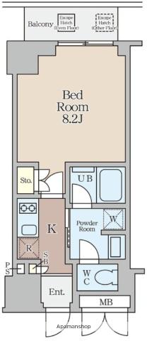 クレストコート堂島(1K/9階)の間取り写真