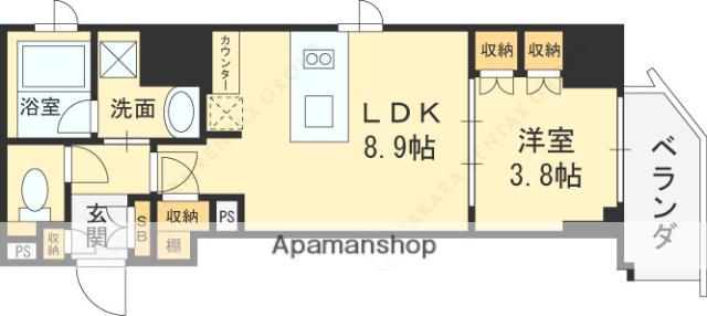 クレストコート堂島(1LDK/2階)の間取り写真