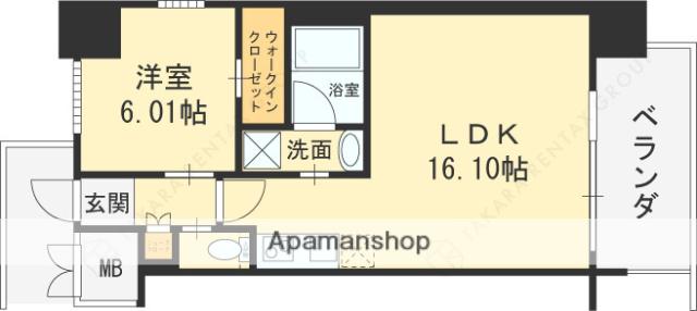 プレジオ梅田(1LDK/6階)の間取り写真