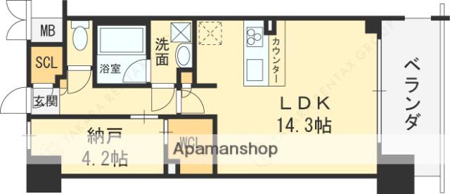 スプランディッド梅田グランノース(1LDK/7階)の間取り写真