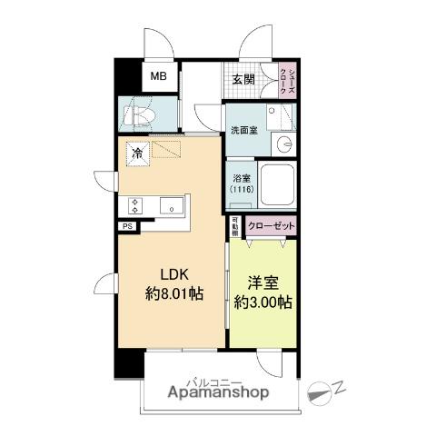 LIVE FLAT塚本新北野(1LDK/4階)の間取り写真