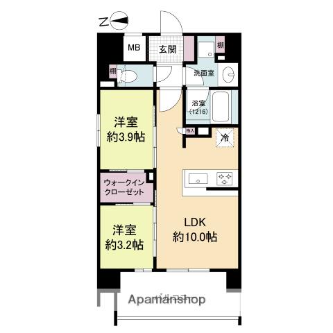 ソルレヴェンテ新梅田(2LDK/4階)の間取り写真