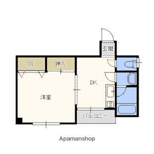 メゾンオバナ(1DK/4階)の間取り写真