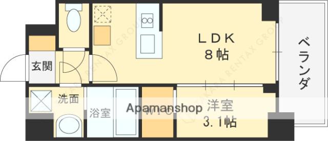 エスリードレジデンスザ・グラン大阪福島クラス(1LDK/5階)の間取り写真