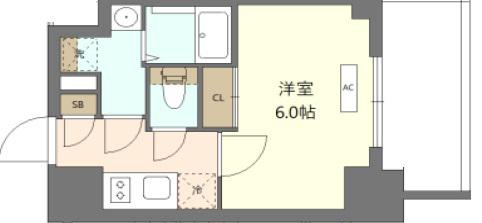 エスリードレジデンス ザ・グラン 梅田イースト(1K/13階)の間取り写真