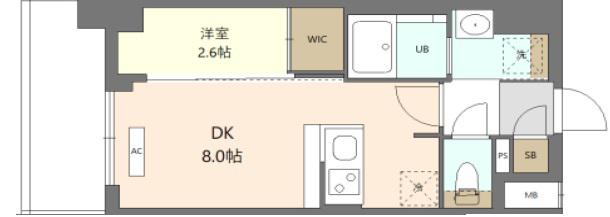 エスリードレジデンス ザ・グラン 梅田イースト(1LDK/8階)の間取り写真