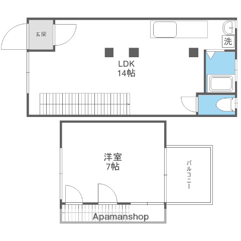 ウエスト吉野(1LDK/1階)の間取り写真