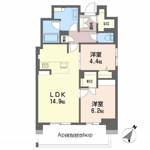 リビエナ グラン 新梅田(2LDK/8階)の間取り写真