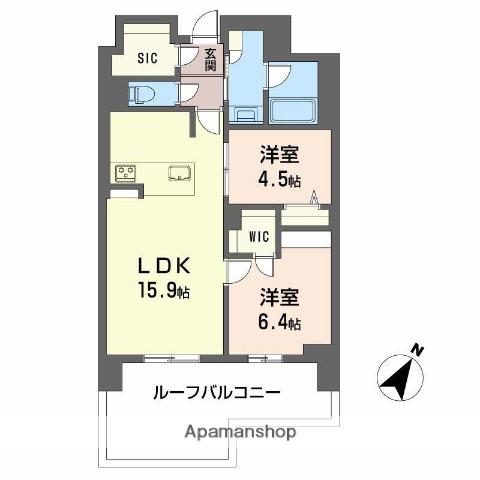 リビエナ グラン 新梅田(2LDK/4階)の間取り写真