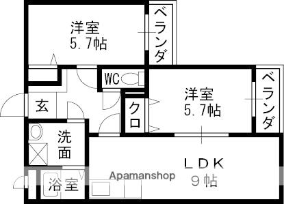 エイブル土室(1LDK/1階)の間取り写真