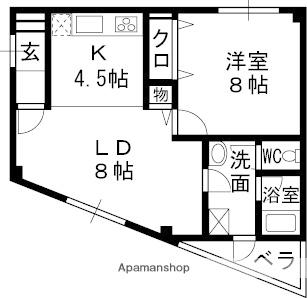 サンダーソニア(1LDK/3階)の間取り写真