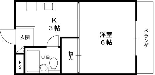 グリーンハイツカワムラⅢ(1K/2階)の間取り写真