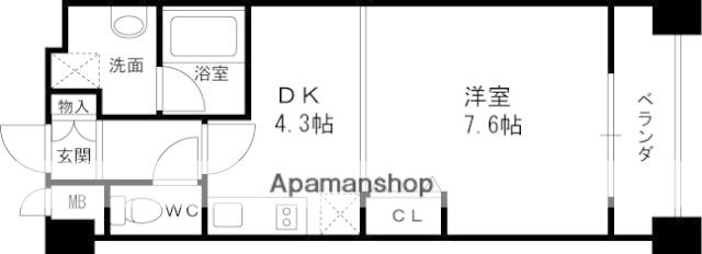 堂島 プライマリーワン(1K/7階)の間取り写真