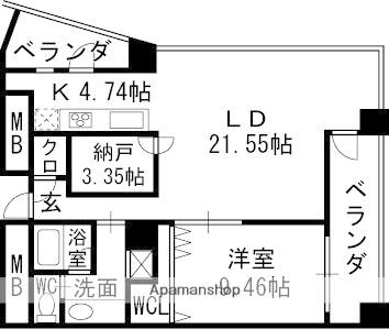 ザ タワー大阪レジデンス(1SLDK/4階)の間取り写真