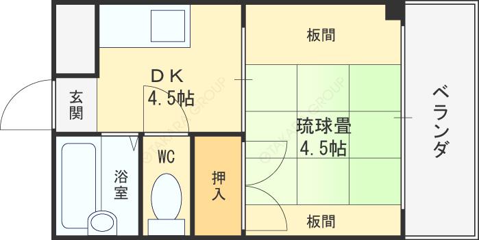 エステート野田(1DK/6階)の間取り写真