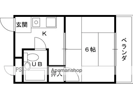 シャトー八坂(1K/3階)の間取り写真