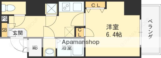 レジュールアッシュ梅田AXIA(1K/15階)の間取り写真
