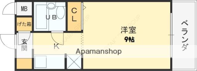 メゾンドーム千成(1K/4階)の間取り写真