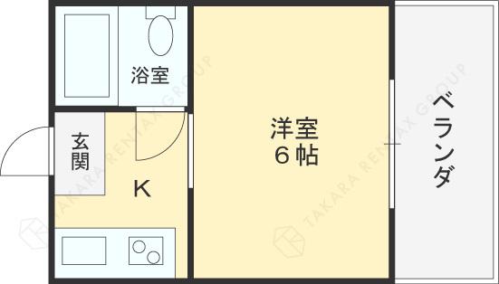 レオハイツ若江(1K/2階)の間取り写真