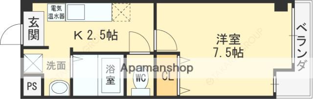 ワンルームマンション フレンディー(1K/3階)の間取り写真