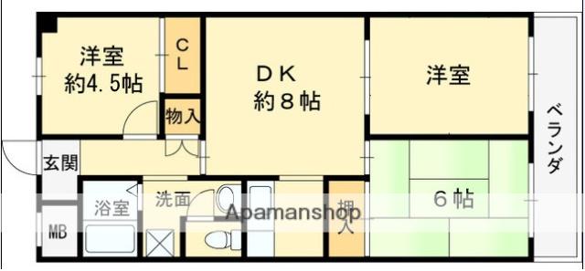 第2東大阪村橋マンション(3DK/1階)の間取り写真