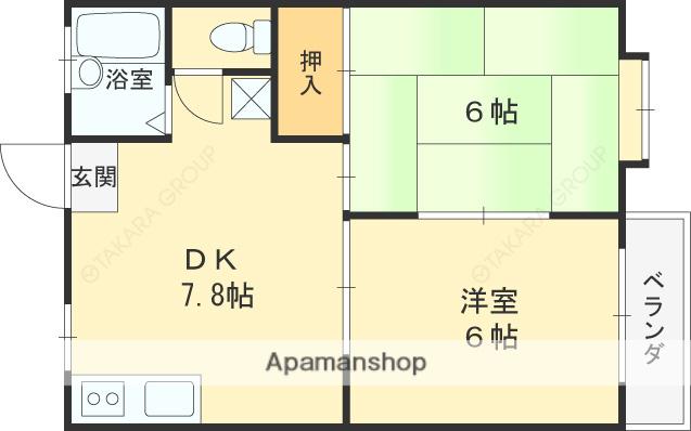 メゾンドクレールⅠ(2DK/2階)の間取り写真