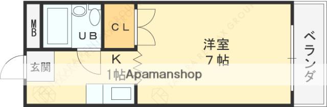 山栄ハイツ(ワンルーム/3階)の間取り写真