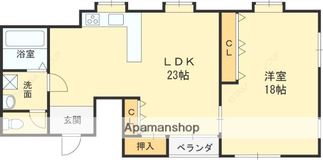 エクセル花園A(1LDK/4階)の間取り写真