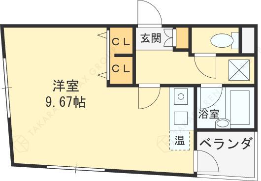 オーク花園(1K/2階)の間取り写真