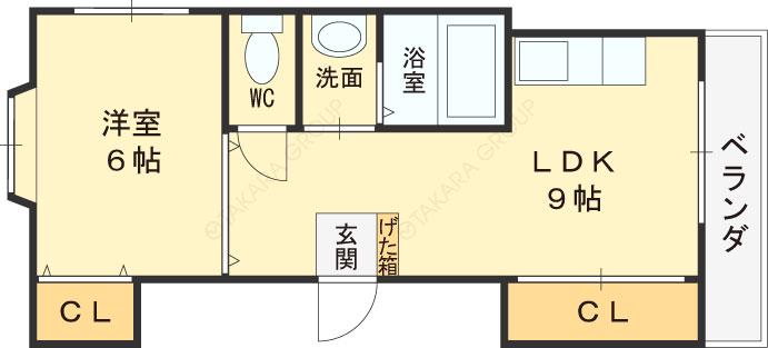 メルキュール(1LDK/2階)の間取り写真