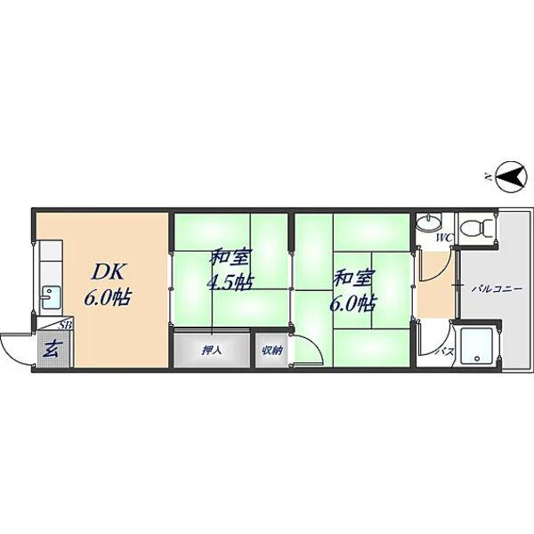 山田マンション(2DK/3階)の間取り写真