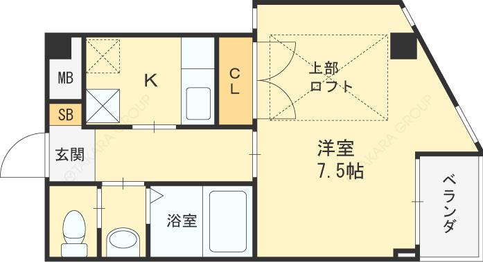 アムール親王塚(1K/1階)の間取り写真
