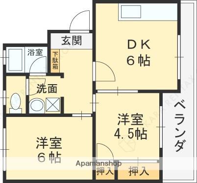 山本マンション(2DK/1階)の間取り写真