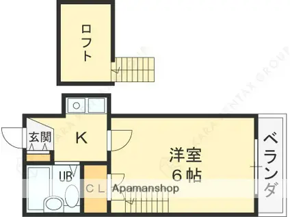 瓢箪山第6マンション(1K/2階)の間取り写真
