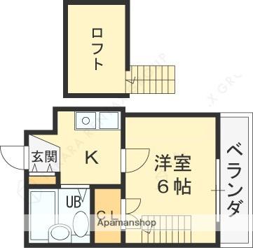 瓢箪山第6マンション(1K/1階)の間取り写真