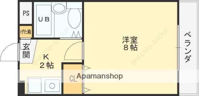 スカイリバー上小阪(1K/2階)の間取り写真