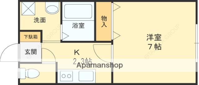 瓢箪山大発マンション 東棟(1K/3階)の間取り写真