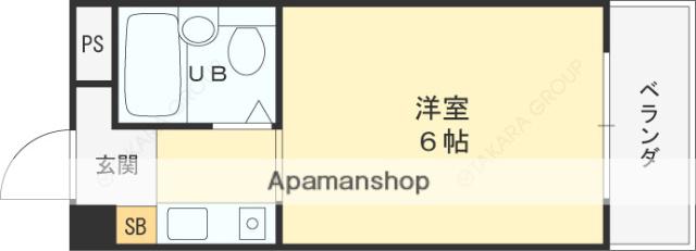 ハイツ八戸ノ里(ワンルーム/1階)の間取り写真