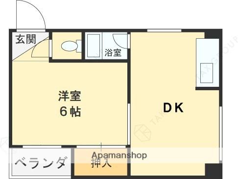久宝寺コーポラス(1DK/6階)の間取り写真