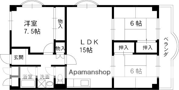 神垣ヒルKTハイム(3LDK/3階)の間取り写真