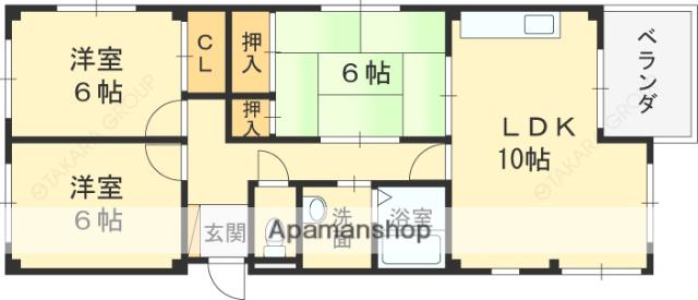ヴェナビスタ石切(3LDK/3階)の間取り写真