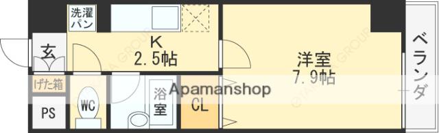 ステュディオ(1K/9階)の間取り写真