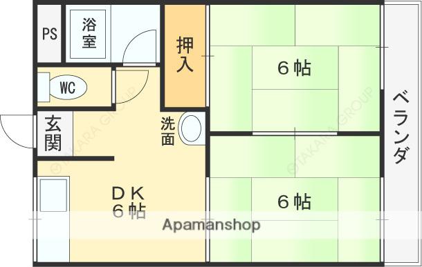 田中・大村ハイツ(2DK/2階)の間取り写真