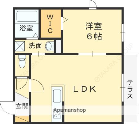 エスポワール花園(1LDK/2階)の間取り写真