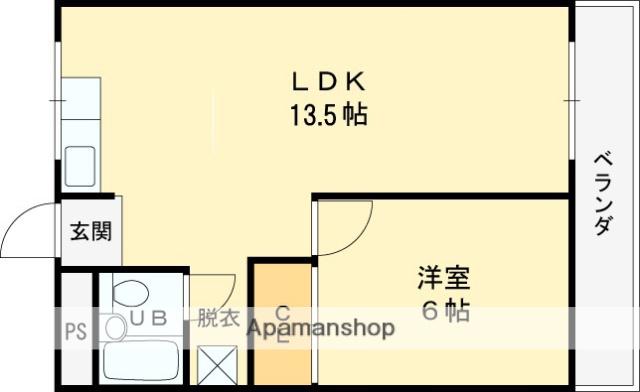 源ハイツ(1LDK/2階)の間取り写真