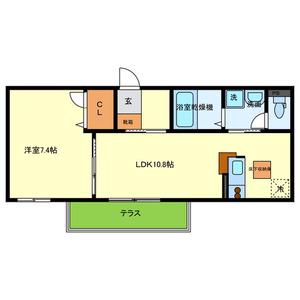 ドゥー・リュエルB(1LDK/2階)の間取り写真