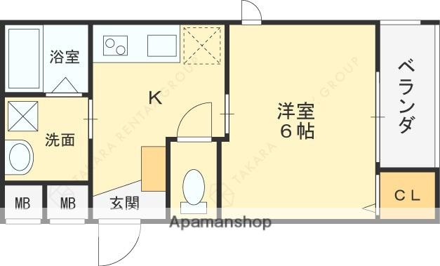 マンションKANAE(1K/1階)の間取り写真