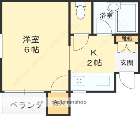 花園コートハウス(1K/2階)の間取り写真